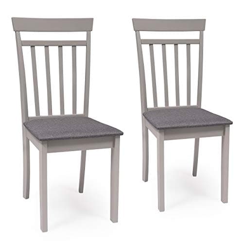 Homely - Pack de 2 chaises de Salle à Manger ou de Cuisine Kansas, Structure en Bois laqué Gris Clair, Assise recouverte de Tissu Gris, 40,5x48,5x89 cm