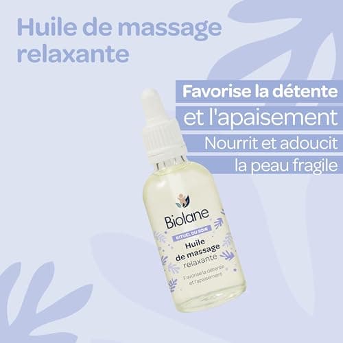 BIOLANE - Huile de massage - Bébé - Détente - Parfum relaxant et apaisant - 99% d'ingrèdients naturels - 50ml - Fabriqué en France, Blanc, 50.00 ml (Lot de 1)