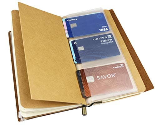 Étui À Fermeture Éclair Et Porte-Cartes Kraft, Paquet De 2 Accessoires Pour Journaux De Voyage Rechargeables - Taille Standard - 8,25 X 4,25 Pouces (21 X 11 Cm)
