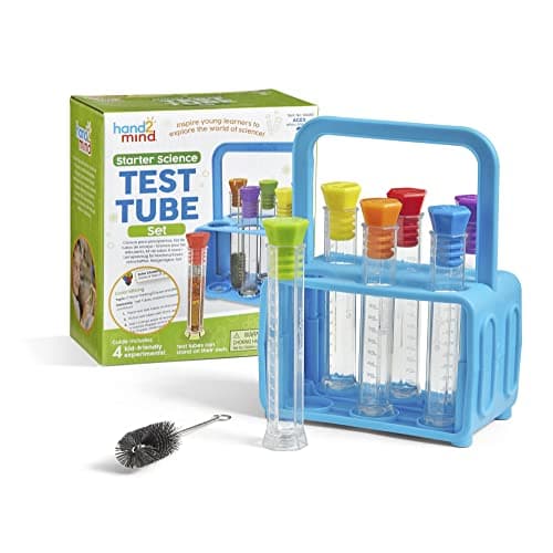Learning Resources Kit de tubes à essai scientifiques pour débutants (6 tubes), tubes à essai à fond plat, support de tubes à essai, fournitures scientifiques, kits scientifiques pour enfants