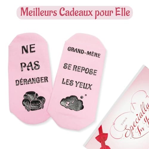 Sunia Cadeau Noel Femme, Chaussettes Humour Femme 39 42,Cadeau Femme Original Utile,Chaussettes Rigolotes Femme,Cadeau Maman Mamie Soeur Nounou,Cadeau Rigolo Anniversaire Saint Valentin Fete des Meres