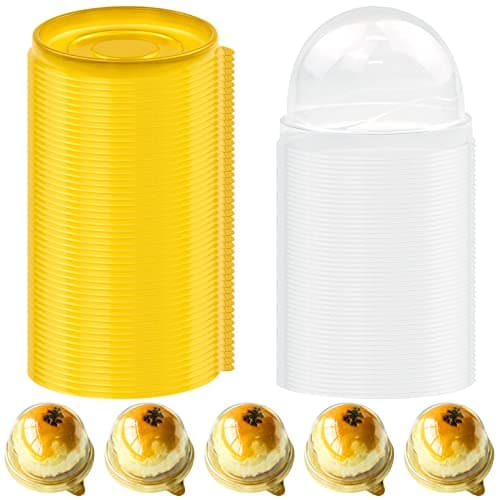 JJQHYC 50 Pièces Boîtes à Dessert Mini Boîtes à Gâteaux Transparent Boîte à Pâtisserie Cadeau Rond Boîte d'emballage à Gâteau pour la Fête de Mariage Anniversaire