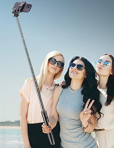 163.5CM Perche à Selfie, Trépied Smartphone, Extensible Selfie Stick Trépied de Téléphone avec Télécommandeet Support pour Téléphone Portable Compatible avec iPhone/Samsung/GoPro/Camera