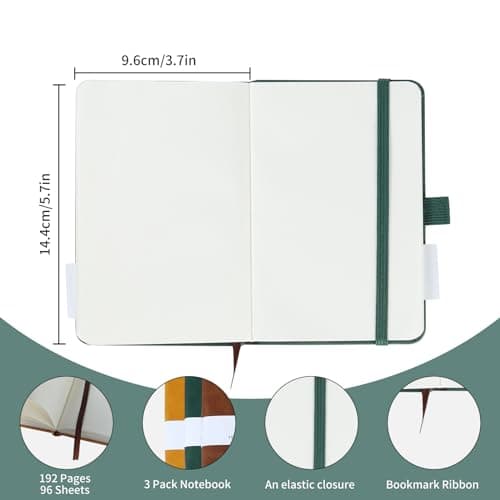 HOMEMARS Carnet de Notes, Cahier a6 Page Blanche, Petit Carnet, Petit Cahier, 3 Paquet, Cahier de Note, Carnet de Voyage, 14.4 cm x 9.6cm, 192 Pages Chacune, Motif d'arbre en Relief, Cuir végétalien