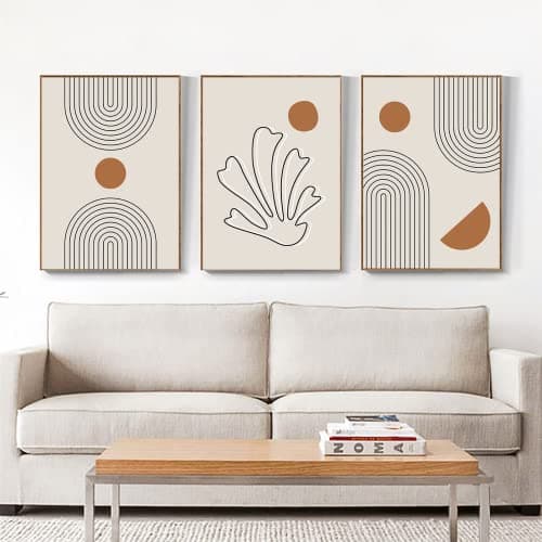 LYBOHO Lot de 3 posters d'art abstrait, modernes, tableaux muraux, style bohème, pour salon, chambre à coucher, géométrie 2, 20 x 30 cm