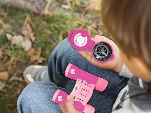 Lexibook, Barbie, Set d'aventurier pour Enfants, Talkie-Walkies 120m, Jumelles, Lampe Torche, Boussole, Rose, RPTW12BB