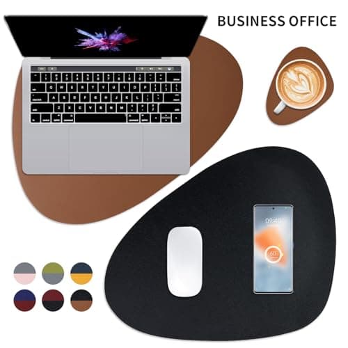 NOSTHEART Set de Table Lavable et Dessous de Verre, Set de Table Rond Cuir, Sets de Table AntidéRapants et ImperméAbles à Double Face - Lot de 8, Noir Marron