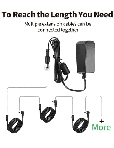 Câble d'Extension DC Tonton 12V de 5 Mètres, Adaptateur d'alimentation 5,5mm x 2,1mm, Câble d'alimentation en L à 90 Degrés pour Caméra de Surveillance, Caméra IP, DVR, etc. 5M (2 Pièces)