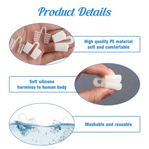 Dilatateur Nasal Dispositif Anti Ronflement Efficace, Lot de 8 Écarteur Nasal de Réduction des Ronflements Réutilisable, Pince-Nez pour Améliore Respiration Sommeil Confortable, 4 Tailles, 2 Types