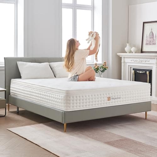 Hiepunos Matelas 140x190 cm, Épaisseur 26cm, Matelas à Ressorts Ensachés et à Mémoire de Forme, Hybride Matelas, 7 Zones de Confort, H3 Moyenne Ferme, Soutien Parfait, Respirant