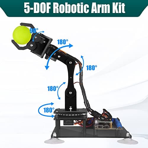 Adeept Kit de Bras robotique 5-DOF Compatible avec Arduino IDE | Kit de Robot à Monter soi-même | Kit de Bras de Robot Vapeur avec écran OLED | Code de Traitement et tutoriel PDF