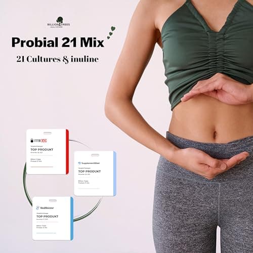Probial 21 Mix | 21 souches bactériennes + maximum d'inuline | 180 gélules à enrobage entérique (DRcaps ®) | Dosage idéal de bactéries et d'inuline | Vegan | Transformé et testé en Allemagne