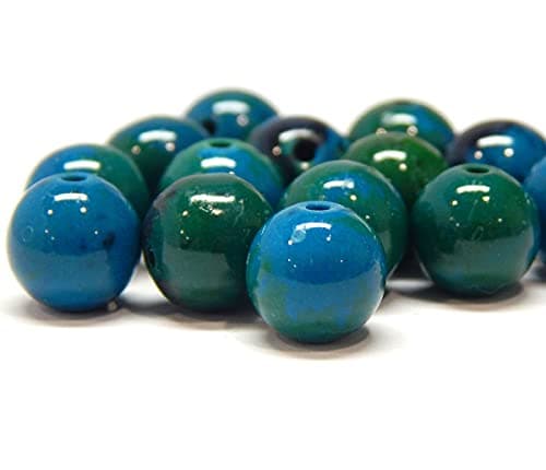 Perles de pierre précieuse, en chrysocolle, azurite, rondes, disponibles en 6 et 8 mm, bleu et vert, de 8 mm