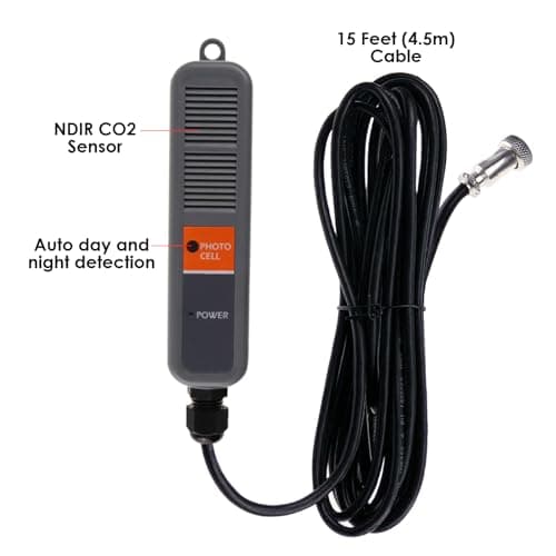 Contrôleur de CO2 Contrôleur de dioxyde de Carbone Moniteur de CO2 Fonction Relais Jour et Nuit, capteur de CO2 NDIR pour Serre, salles de Culture, Usine, Maison, Bureau