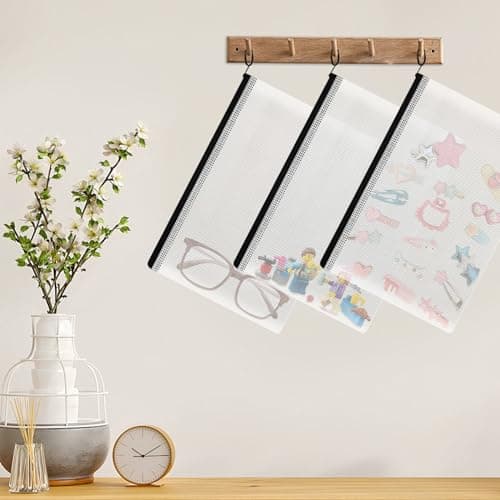 20 Pcs Pochette Document A4, pochette rangement PVC Mesh, Transparentes Document Dossier Étanche Sac Plastique Zip, Pour Voyage Fournitures Bureau, Pochette Zip Cosmétique
