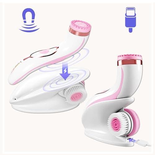 Lumineo brosse nettoyante pour le visage avec gel nettoyant, brosse électrique USB pour le visage pour un nettoyage en douceur et en profondeur (PRO rose (peau impure))