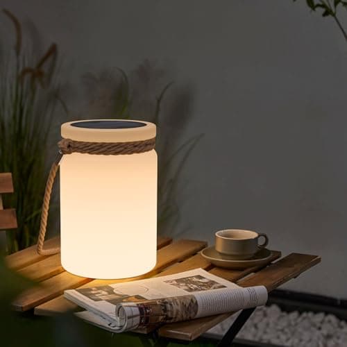 RWWR Lampe de Table Solaire LED 8 Couleurs Lampe de Table Exterieur sans fil avec remote Dimmable 2 in1 Rechargeable Lampe de Table Pile IP44 Pour Balcon Jardin Terrasse camping (A)