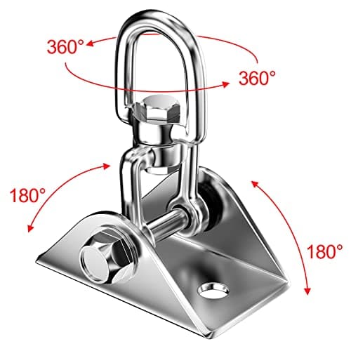 Relota Crochet Plafond Lourds Acier Inoxydable 450 kg capacité 360 ° Rotation, Crochets balancoire Suspension avec Vis Fixation pour Chaise Suspendue, balançoire, Serviette Yoga, Sac de Frappe,hamac