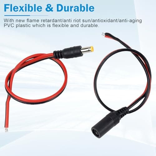 20 Pcs DC Alimentation Pigtail Cables Câbles d'alimentation DC 18 AWG DC 12V 5A Mâle Femelle DC Connecteur de Câble DC 5,5 x 2,1 mm pour Vidéo Surveiller CCTV Caméra Câble LED Strip