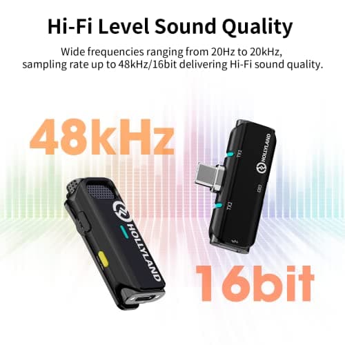 Hollyland Lark C1 Micro Cravate sans Fil pour Android USB-C Plug&Play Suppression du Bruit Playback avec RX Branché Autonomie Ultra-Longue 32h Audio Hi-FI Lavalier Super Léger et Portable