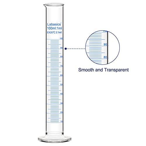 Labasics Verre Cylindre Gradué (3-Paquet) 100 ml, Graduated Cylindre en Verre Borosilicaté Cylinder de Mesure Éprouvettes Cylindriques