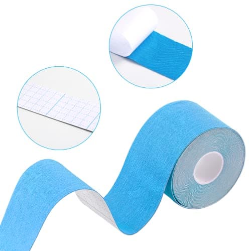 CareHabi - Bande de kinésiologie de sport pour les muscles, 5 m x 5 cm, 3 rouleaux (1 x bleu, 1 x rose, 1 x noir), bande de kinésiologie étanche & élastique pour le sport