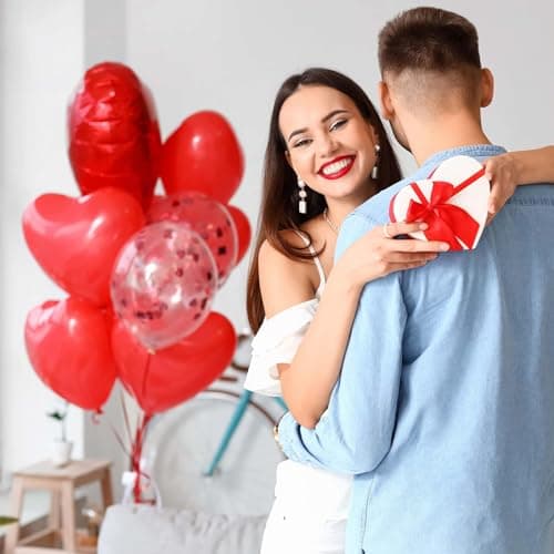 Ballon Coeur Helium, 100 Ballon Coeur Rouge, Ballon Mariage, Ballon Baudruche Coeur Latex pour Mariage Anniversaire Saint Valentin Fête Décoration -30cm (Rouge)