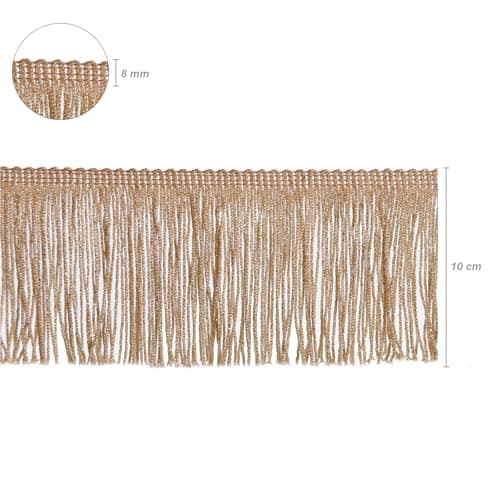 TEXTEX = Frange Lamé Cuquillo avec Lurex pour la Couture. Robes de Fête et de Carnaval. Composition de 95% Rayonne et 5% Lurex. Longueur de 10 cm. 5m Pièces - (Crème et Or)