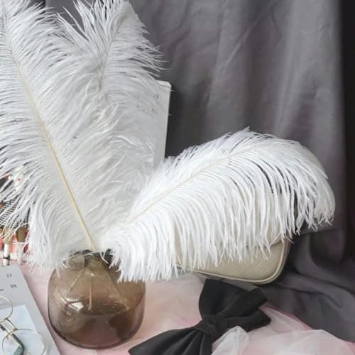 pièces 15-70 cm grandes Plumes d'autruche plumes d'autruche blanches Plumes de Carnaval centres de Table fête accessoires de mariage décoration-25-30 cm petit poteau