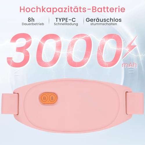 WILLONG Ceinture Lombaire Chauffante - Ceinture Regles Douloureuses, Utilisation Continue de 8 Heures, 3 Niveaux de Température et 5 Modes de Massage pour Soulager les Douleurs Menstruelles(rose)