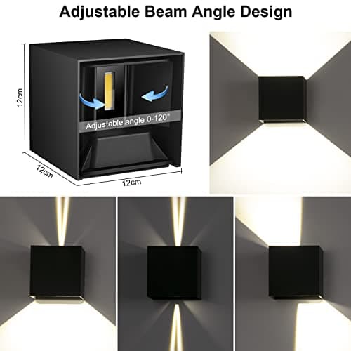 LEDMO 20W Appliques Murales Exterieur Réglable Noire Applique Murale LED 4000K Blanc naturel Lampe Murale Etanche IP65