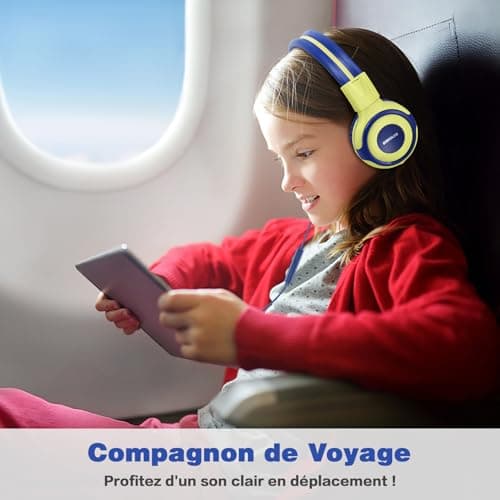SIMOLIO Casque Filaire pour Enfants<94dB Protection auditive, Casque Enfant Supra-auriculaire avec Port de Partage et Microphone intégré pour garçons et Filles
