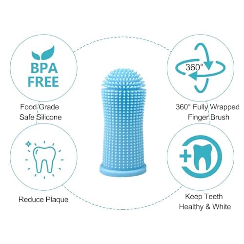 Avesteir Brosse 6 Pièces a Dent Chien 4 Couleurs, Brosses à Dents pour Chiens Silicone Souple et 360° Poils Entièrement Enveloppés, Brosse à Dent Chien Doigt pour Petits Animaux de Compagnie