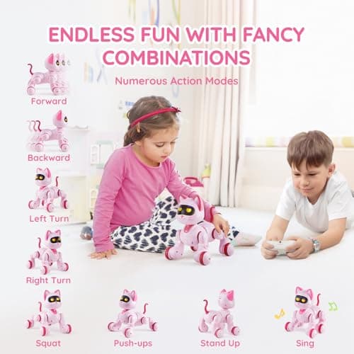 VEVOR Robot Jouet Enfants Télécommandé Chat RC Intelligent, Télécommande Programmable, Contrôle Tactile, Jouet Robotique pour Cadeau d'anniversaire, Noël, Garçons Filles de 3, 4, 5, 6, 7, 8, 10 Ans