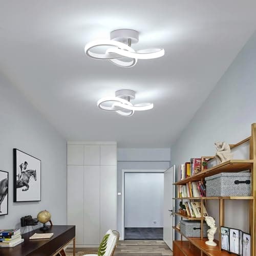 Osairous Plafonnier LED Moderne, 22W 2500LM Lampe de Plafond Blanc Chambre, Luminaire Plafonnier Cuisine en Aluminium pour Balcon Salon Couloir, Blanc Froid 6500K, Dia 25cm
