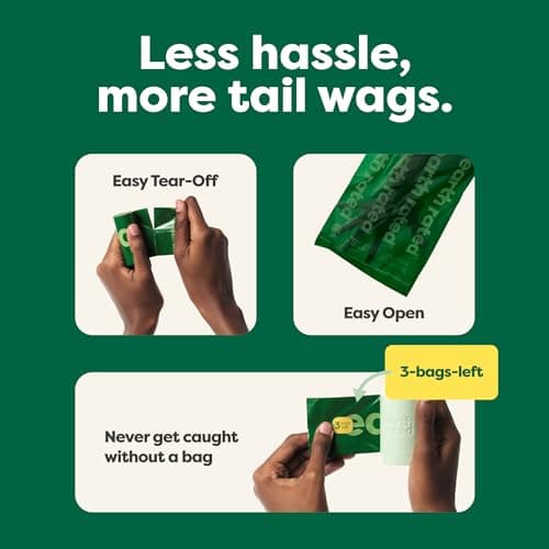 Earth Rated Sacs à crottes pour chiens, sacs étanches et extra épais, recharges en rouleaux, sans parfum, 270 sacs