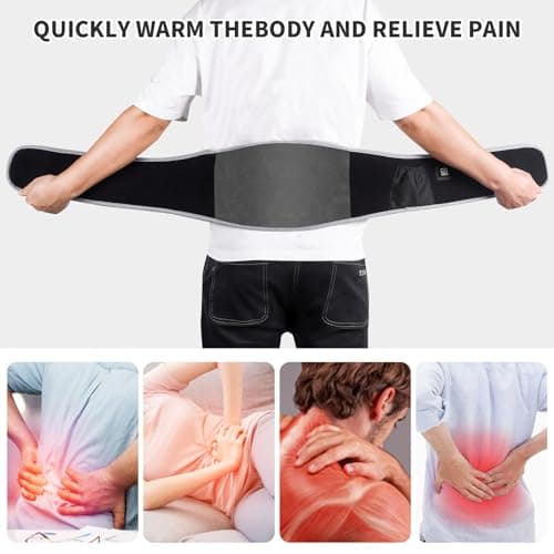 Arlierss Graphène Ceinture Chauffante Lombaire avec Batterie 5000mAh, Coussin Chauffant avec 3 Niveaux de Température, Ceinture Lombaire Chauffante avec Arrêt Automatique