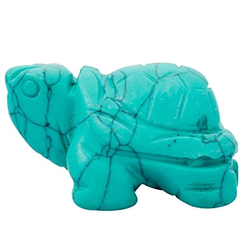 Nupuyai Tortue Figurine Pierre de Poche Sculpté Porte-Bonheur pour la Chance et Richesse, Pierre Semi-Précieuse Cristal Tortue Feng Shui Décoration pour Maison Bureau, Turquoise Howlite Verte