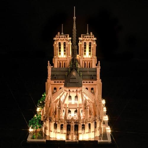 BrickBling Kit d'éclairage télécommandé pour Lego Notre-Dame de Paris (pas Lego), ensemble d'éclairage LED pour Lego 21061 Architecture Notre-Dame de Paris Cadeau créatif