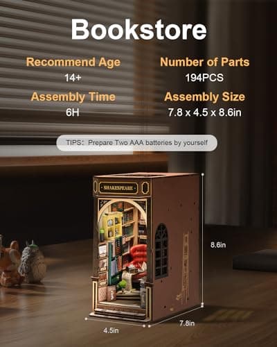 Rolife Book Nook Kit Maison Miniature à Construire Diy Maquette Adulte avec LED Lumières Décoration de Bibliothèque Livre Salon Booknook Puzzle 3D Bois Serre-Livres Diorama Idée Cadeau Femme (TGB07)