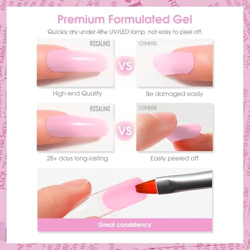 ROSALIND Gel pour Extension d’ongle 60ml, Puce Gel Construction Ongle UV, Poligel à Ongle Gel Nail Art pour les débutant, Professionnel et Salon de Manucure, Cadeau Pour les Amateurs