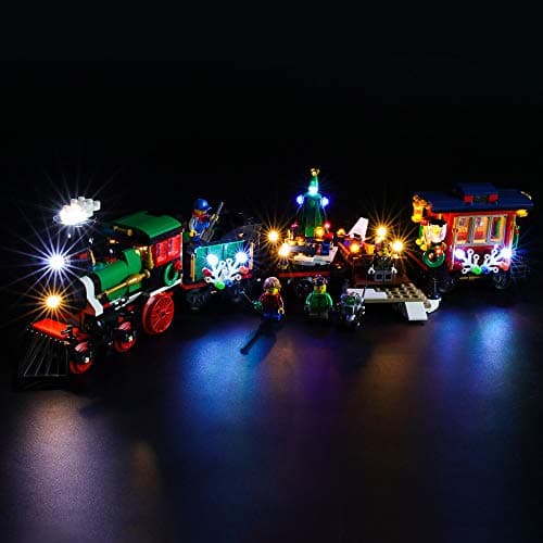 BRIKSMAX Kit de LED pour Lego Train de Noël Festif Creator,Compatible avec la Maquette Lego 10254, La Maquette de Construction n'est Pas Incluse
