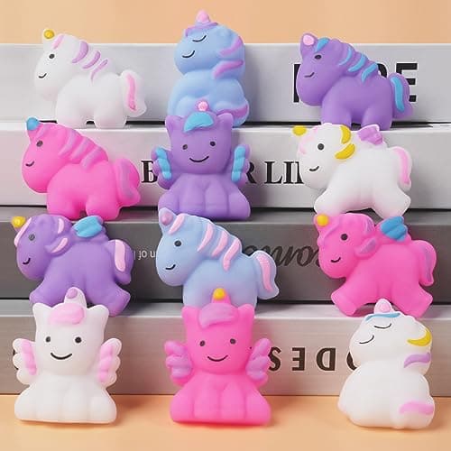 Ainiv 12Pièces Kawaii Mochi Squishy Toys, Mini Squishies Noctiluque Soft Squeeze Jouet, Mignon Animal Squishy Jouet Anti Stress, Kawaii Squishy Fidget Jouet pour Récompense Cadeau d'anniversaire