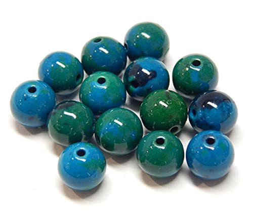 Perles de pierre précieuse, en chrysocolle, azurite, rondes, disponibles en 6 et 8 mm, bleu et vert, de 8 mm