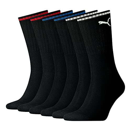 PUMA Mixte Puma Unisex Sport Crew Stripe Socks (3 Pack) Chaussettes, Noir, 43-46 EU