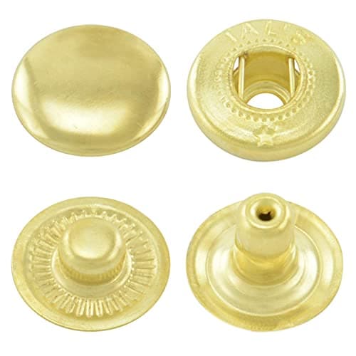 Set de presses à broche comprenant une presse à broche (broche rotative), un outil à bouton-pression et 50 boutons-pression à ressort S en acier (doré, 12,5 mm)