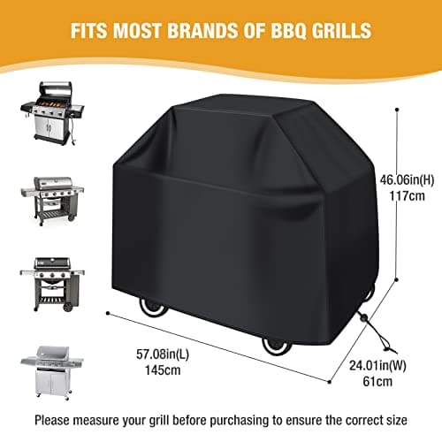 Diboniur Housse Barbecue Exterieur, Bache Barbecue de Protection, Housse Plancha pour BBQ Gaz, avec Revêtement Résistant à l'eau (147x61x117cm Noir)
