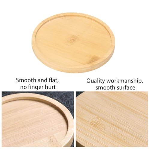 YOYEAH Lot de 4 assiettes en bois - Bougeoir et soucoupe en bois pour bougies - Plateau décoratif rond en bois pour assiettes à bougie - Bougeoir rond de qualité supérieure