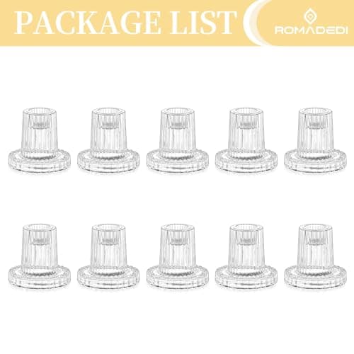 Romadedi Chandelier Bougeoir Verre Transparent - Lot de 10 Petite Bougeoir Mariage Decoratif Noel Decoration Maison Supports pour Bougies Coniques Centre de Table Salon Chambre
