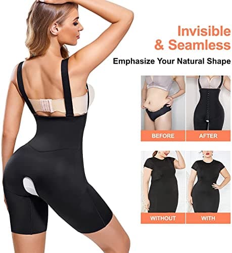 KUMAYES Body Gainant Femme Ventre Plat Invisible Corset Minceur Lingerie Sculptante Bodysuit cuisse minceur Shapewear (Noir, M)